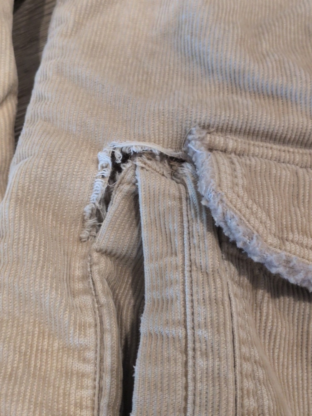 Vintage Y2K Worn Urban Pipeline Up Khaki Tan Corduroy Sherpa Men's Medium Coat - Picture 3 of 10